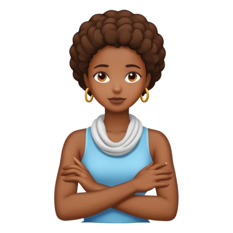 arms crossed holding neck black girl sticker