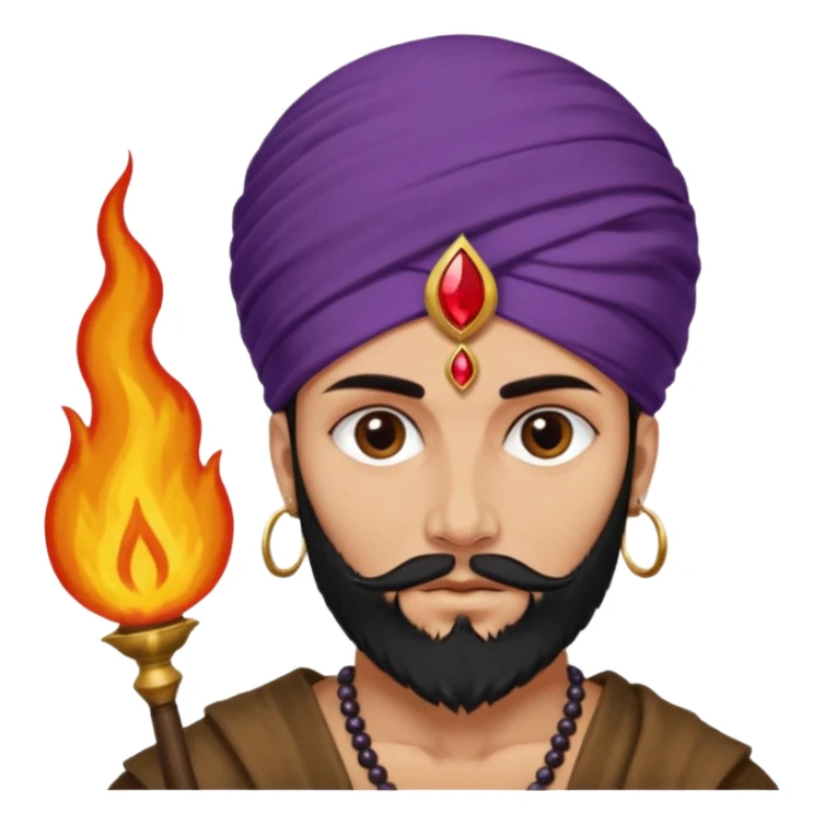 Con el planeta Saturno 🪐 (esto tiene que ser el elemento más importante) , un moro con turbante 👳🏾‍♂️ y la cara del diablo morada esta 😈. Centrate en el planeta Saturno , que se vea claramente con su anillo  y dentro el moro  sticker