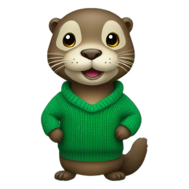 Otter in green sweater where M is written sticker