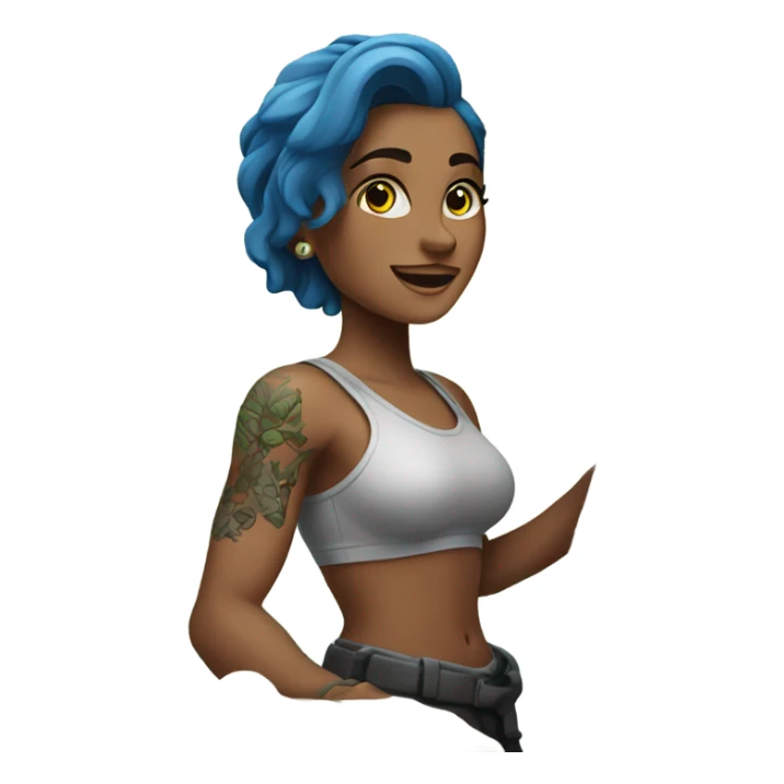 Beautiful tattooed woman climbing rocks sticker