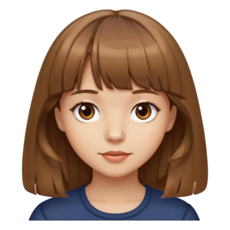 girl with light brown medium-length hair and bangs, brown eyes sticker