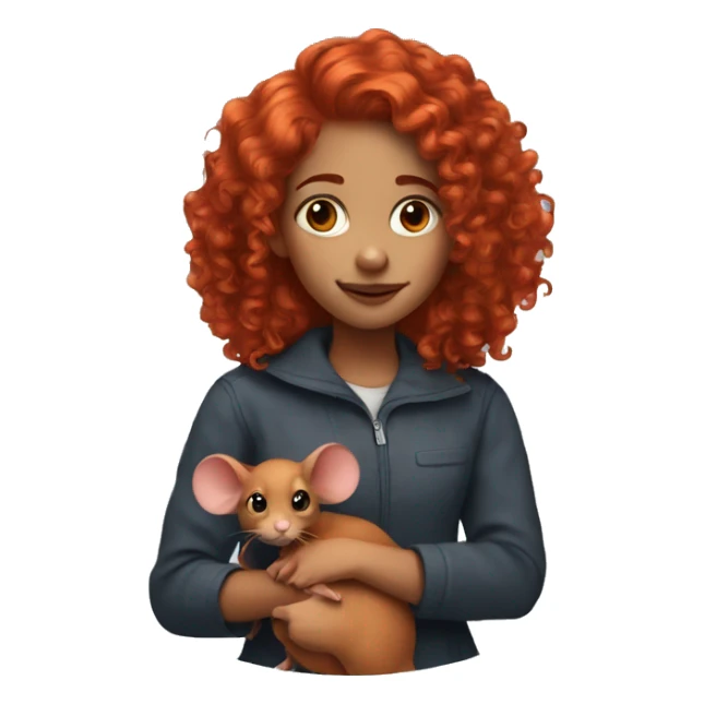 girl with red hair and curls with a rat on her shoulder sticker