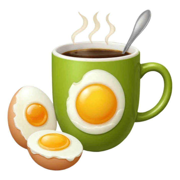 eggs with veggies and on the side one coffee in cute mug sticker