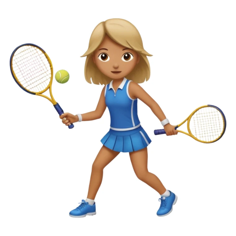 A girl hitting a tennis ball with a racket sticker