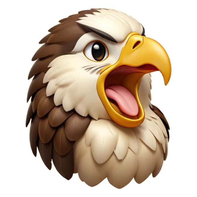 Cinematic Cute Yawning Hawk Portrait Emoji, Head tilted slightly with a dramatic, wide-open yawn, showcasing a robust, agile form with a softly drooping beak and sleepy, half-closed eyes, Simplified yet irresistibly adorable features, highly detailed, glowing with a soft, cozy glow, high shine, relaxed yet expressive, stylized with a dash of whimsical aerial charm, soft glowing outline, capturing the essence of a drowsy yet affectionate hawk that appears ready to stretch out for a nap! sticker