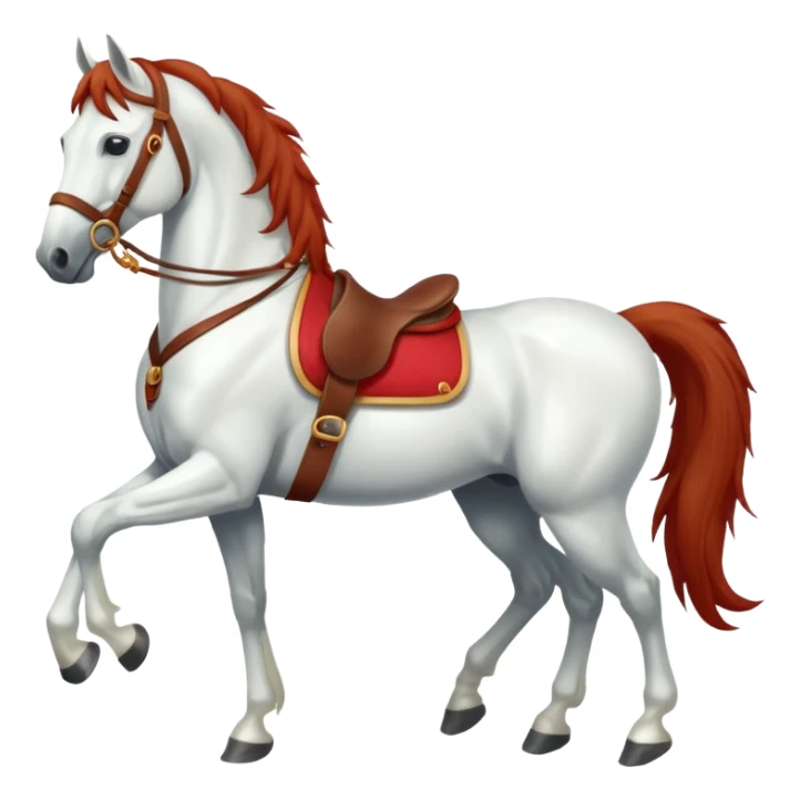 Christmas white horse with red saddle a full-length  sticker