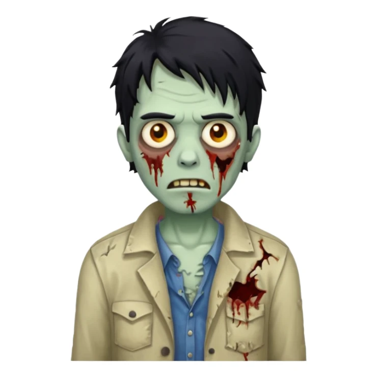 Zombie cabelo liso ondulado preto masculino  sticker