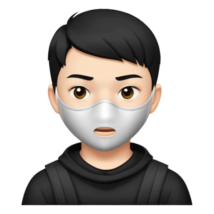 "- Nam
- 15 tuổi
- Da trắng
- tóc cắt cua màu đen
- Đeo khẩu trang, mặt khó chịu
" sticker