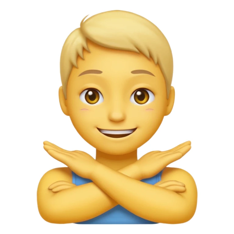 yellow circle emoji smiling with one eye squinted and arms crossed over neck sticker