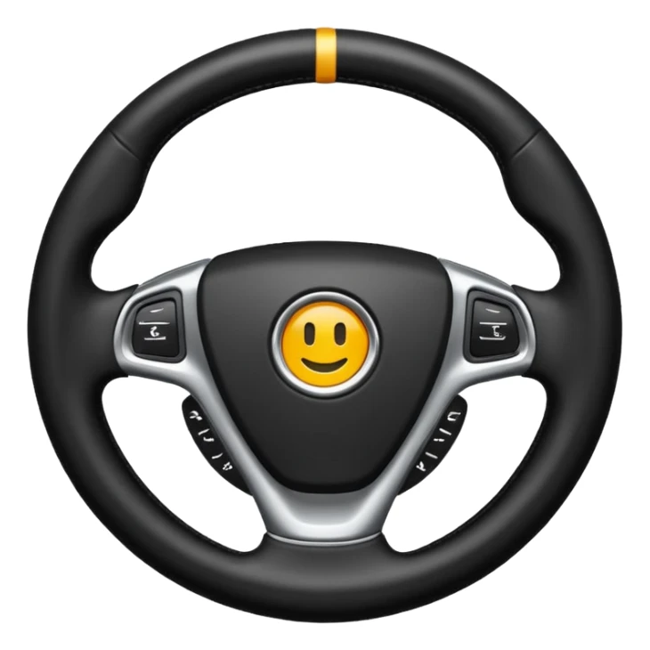 The car's steering wheel is black and only the center has a light on it. sticker