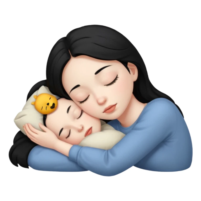 Sleeping black haired girl no baby sticker