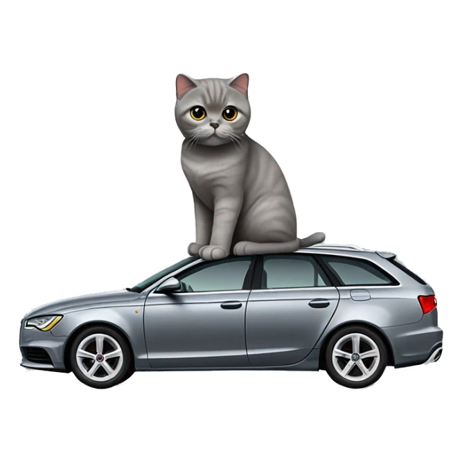 Gray scottish fold cat with audi a6 c6 black avant car  sticker