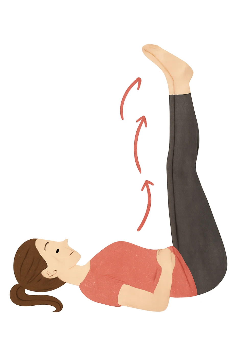 Donna con gambe alzate sdraiata per la routine circolatoria sticker