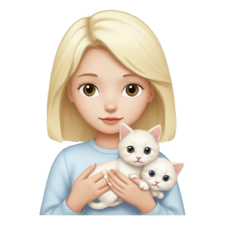 white kitten and blonde girl sticker