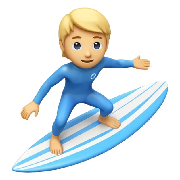 Make a 3D emoji surfer with the alpha sigh in colors blue and white  sticker