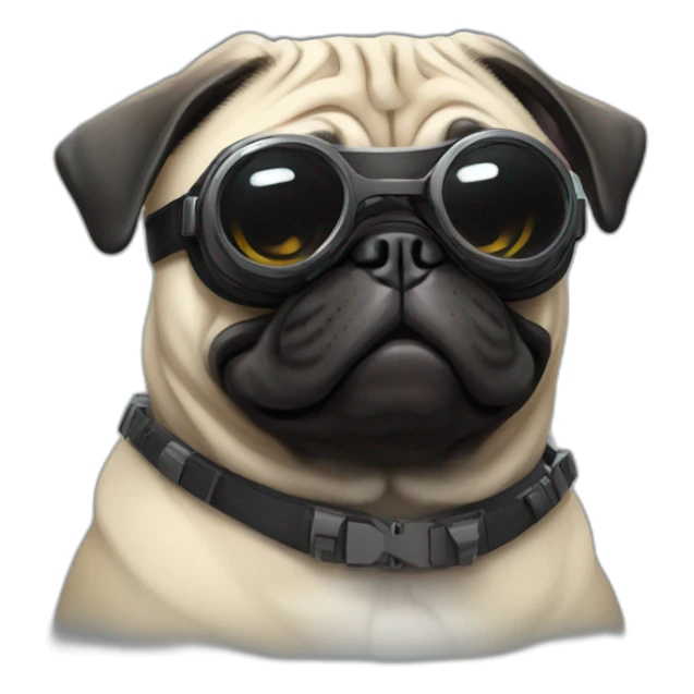 pug with black sunglasses and wearing a cyberpunk suit sticker
