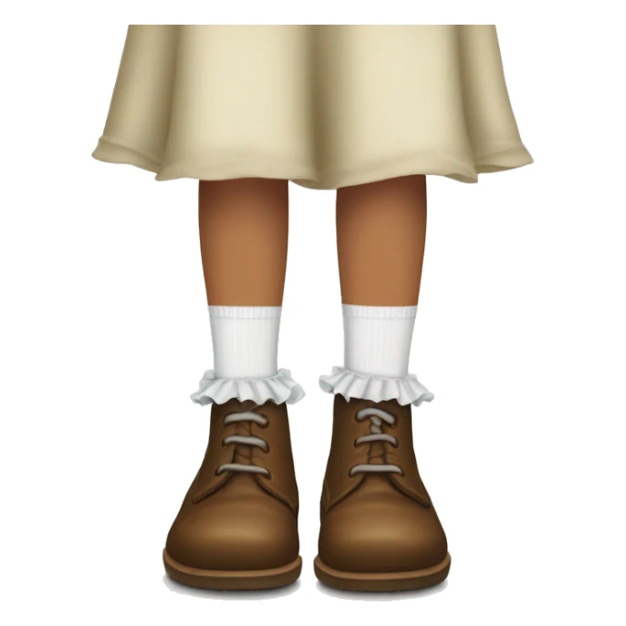 two legs with white frilly socks and soft brown marry jane shoes  sticker