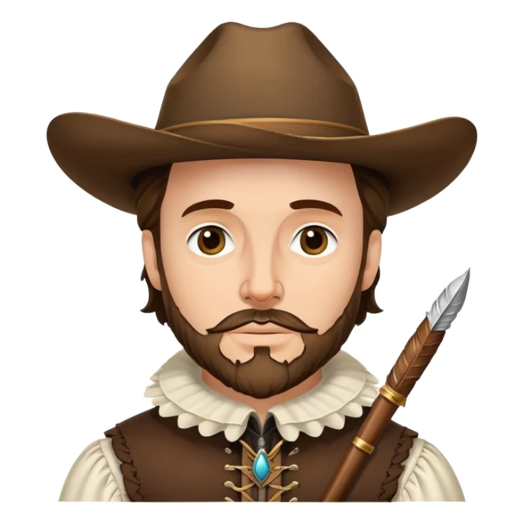 Shakespeare as a cowboy with ruff collar, quill pen and cowboy hat sticker