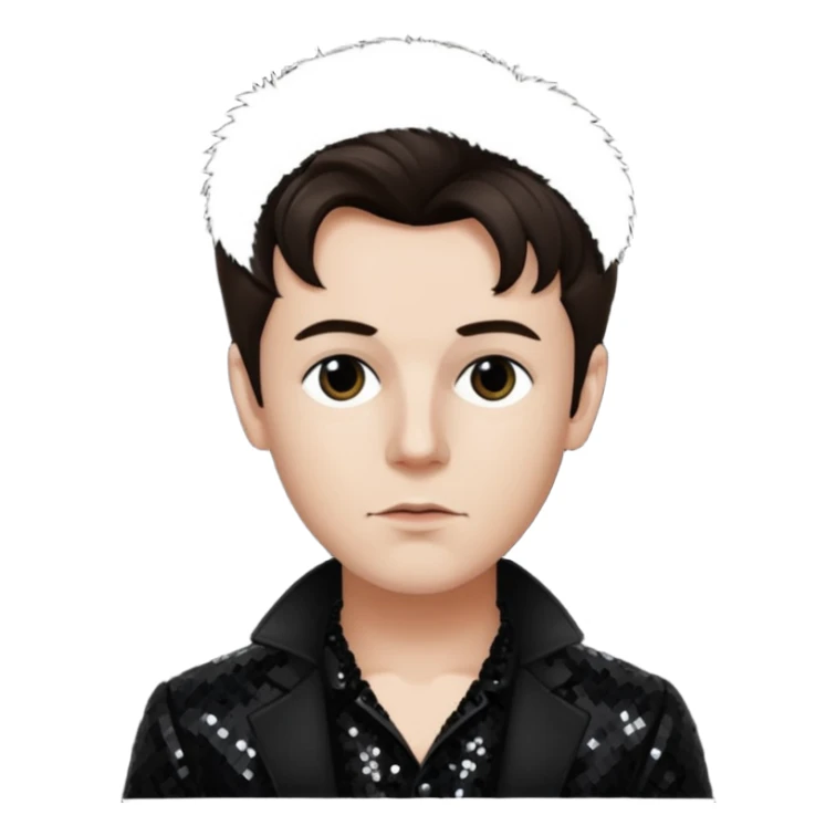 Arthur Rimbaud with dark brown hair, black sequin outfit  sticker