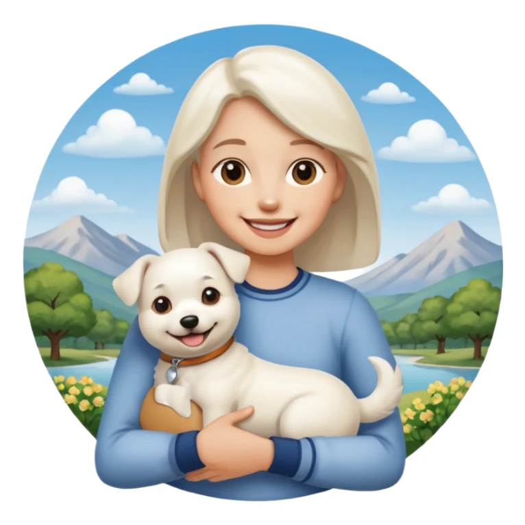 holding a white dog sticker