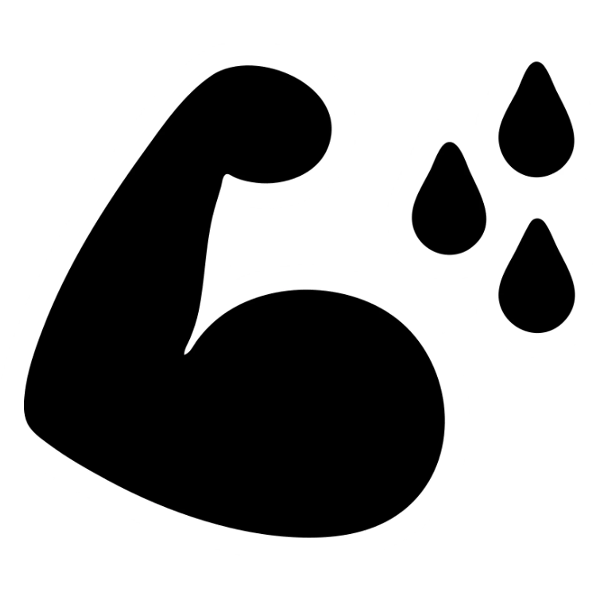 gym icon with a flexed bicep and sweat drops sticker