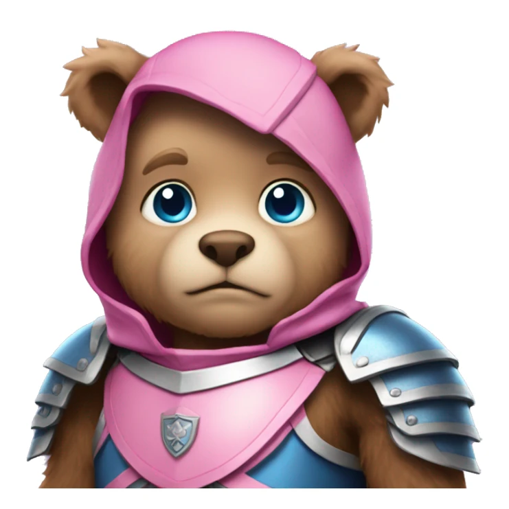 Blue eyed bear in pink armor  sticker