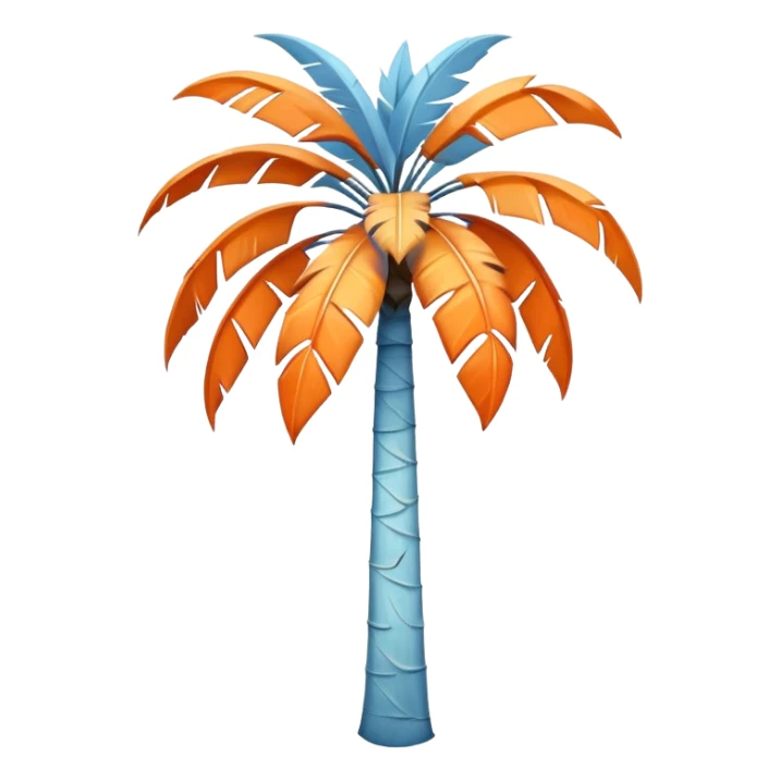 palm tree with pastel blue trunk and pastel orange leaves sticker