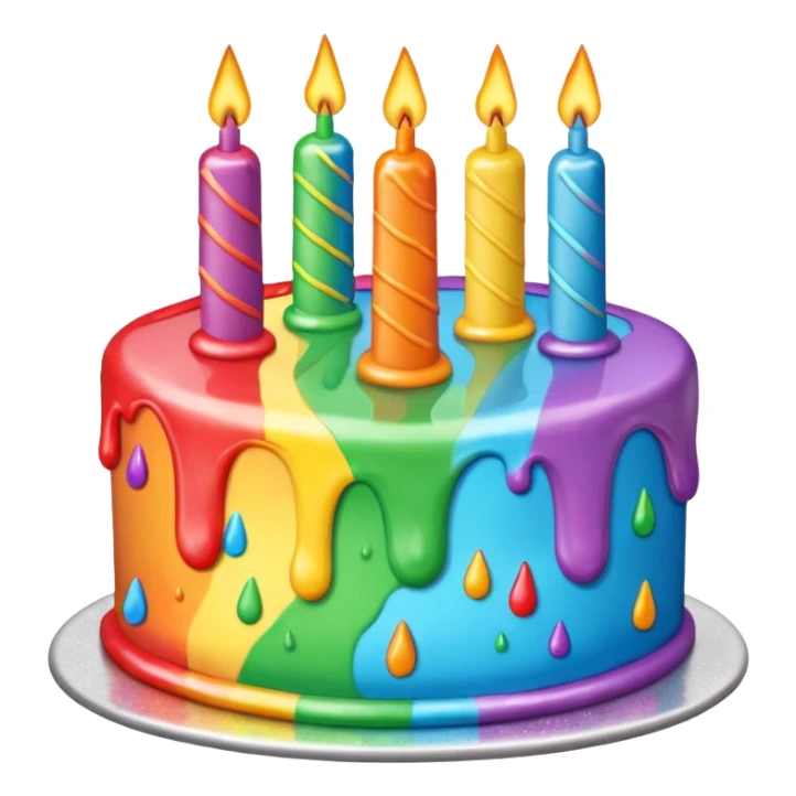 Huge fantastic epic aesthetic shiny glittery Melted rainbow birthday cake  sticker