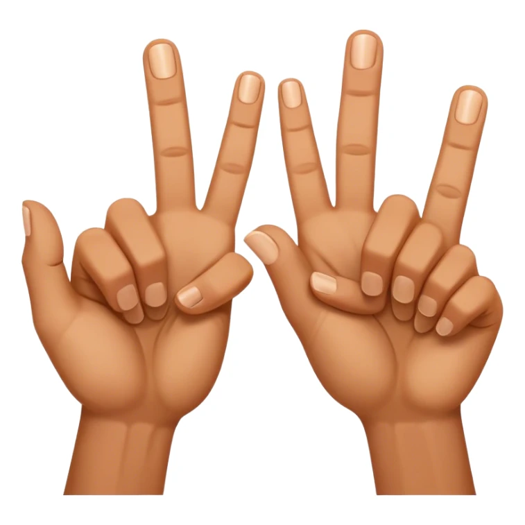 two hands with index fingertips up and thumbs touching to form the letter M upside down sticker