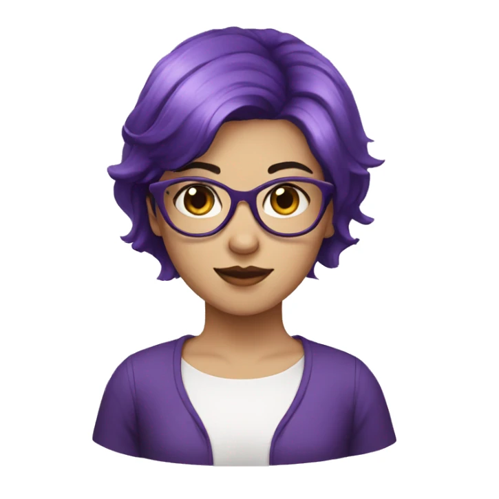 girl with white glasses and short dark purple hair sticker