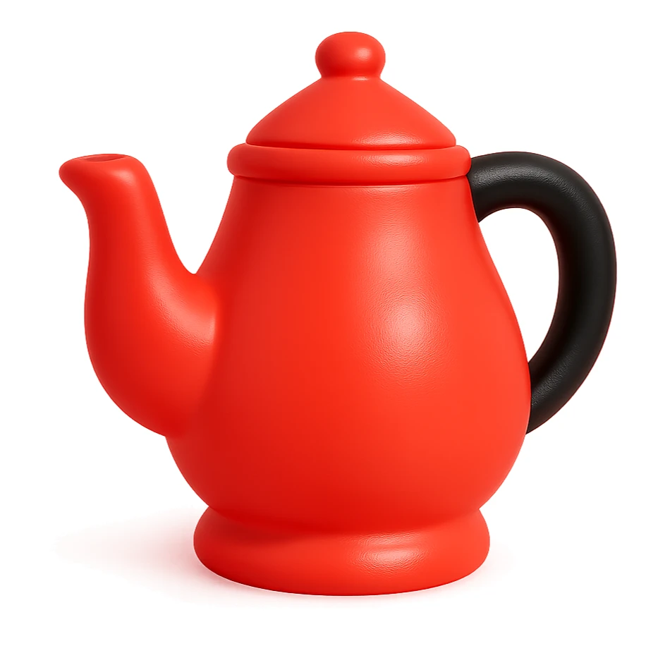 red teapot with black handle, vinyl figure style, side view sticker