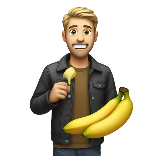 The guy holds a banana in his mouth sticker