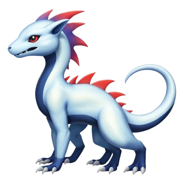 White iridescent Salandit-Absol-Shinx-fusion-hybrid, full body sticker