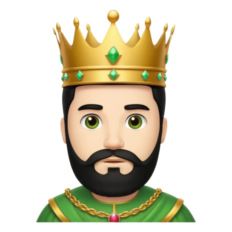 bearded king with crown and green outfit black hair sticker