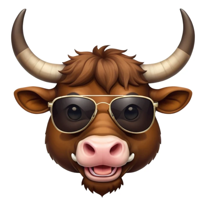 smiling bull head with dark sunglasses sticker