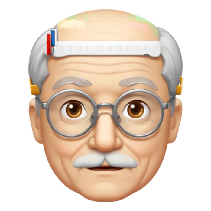 old man white neutral face with eyewear without moustache sticker