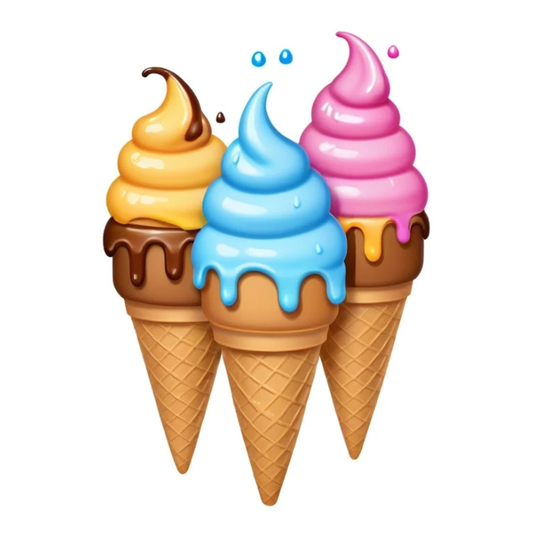 happy children with melting ice cream cones sticker