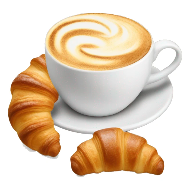 Cup of cappuccino with croissant sticker