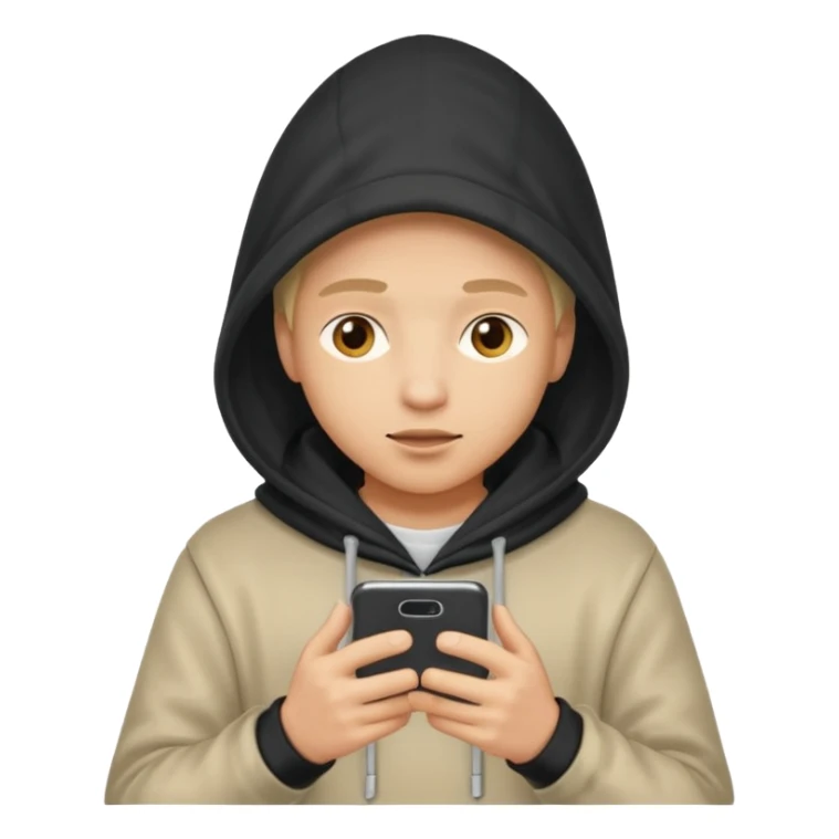 Hooded emoji on their phone making money sticker