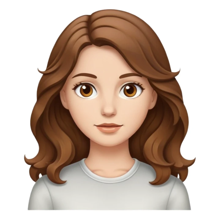 Chica blanca con cabello ondulado marrón y ojos café medio claro sticker