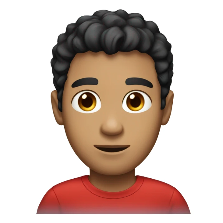 light skin man  with red t-shirt have black hair, blue eyes sticker