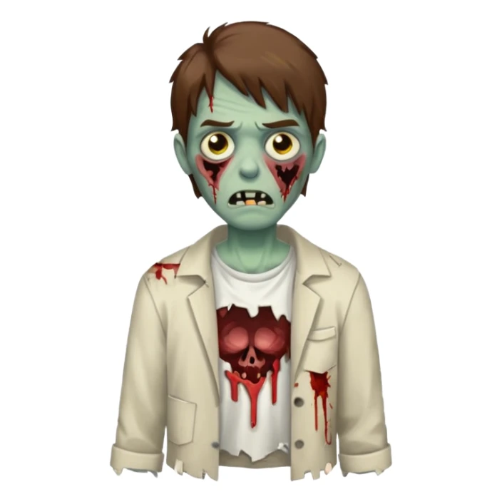 Cabelo castanho cor de pele branca zombie sticker