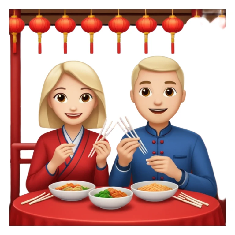 ligth couple having dinner at a Chinese restaurant sticker