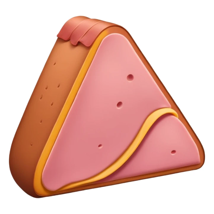 single slice of pink bologna folded, no extras, emoji style sticker