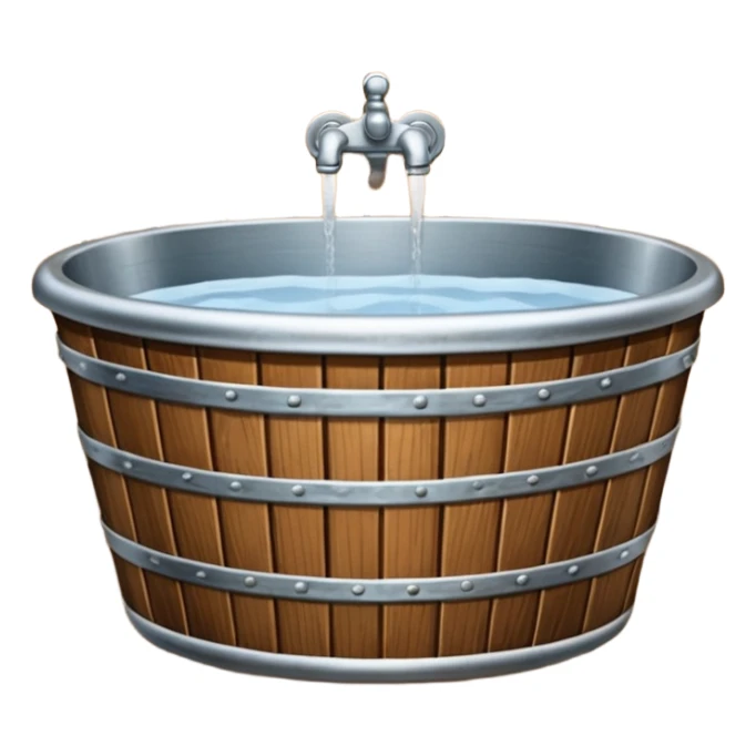 oaken tub ribbed with metal strips, for bathing sticker