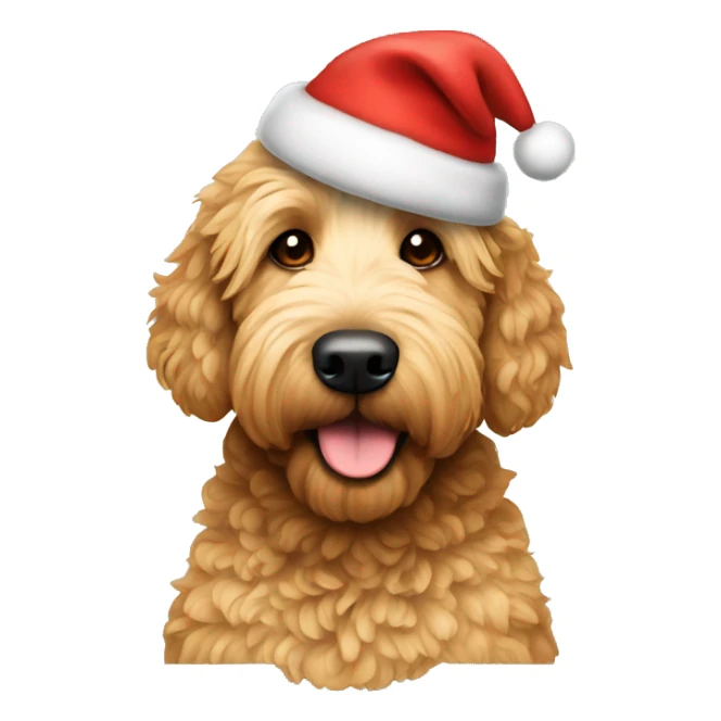 golden doodle wearing a christmas hat sticker