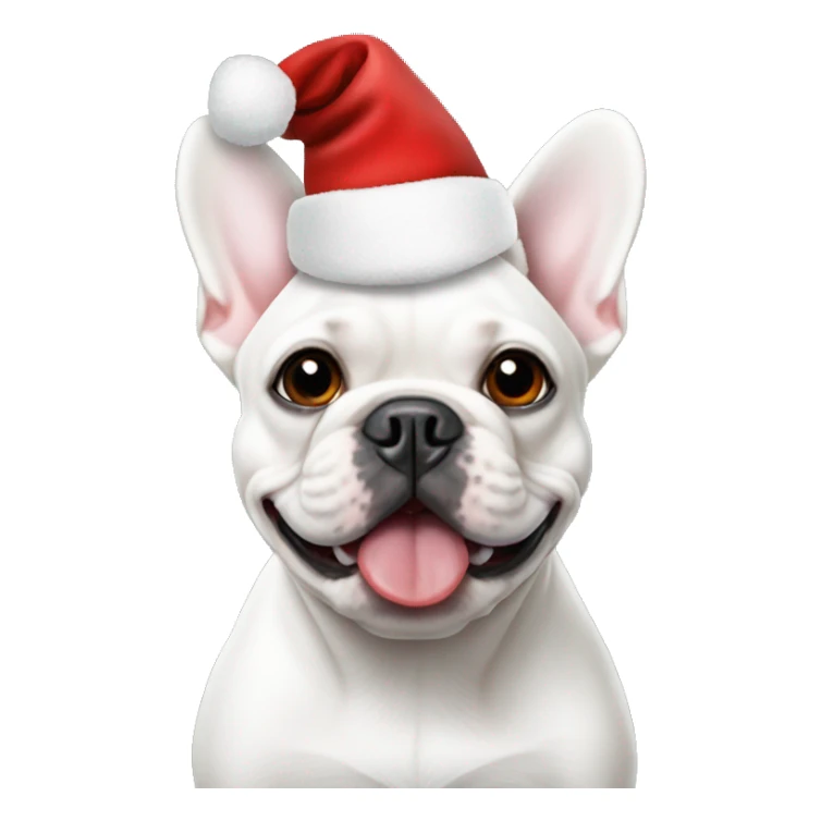 White French bulldog wearing a Santa hat  sticker