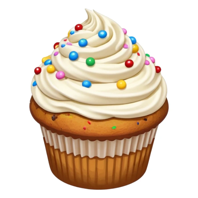 muffin with whipped cream swirl and colorful sprinkles sticker