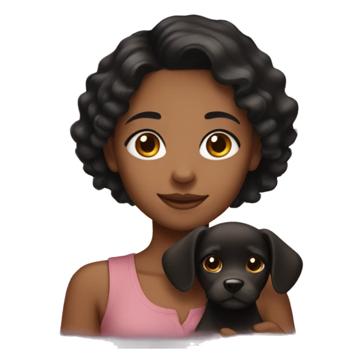 Black hair gurl with brown puppy sticker