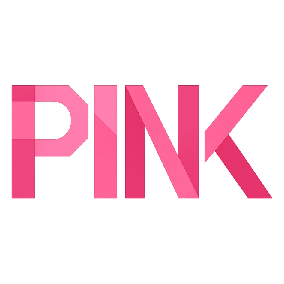 the word 'pink' in modern, geometric pink font sticker